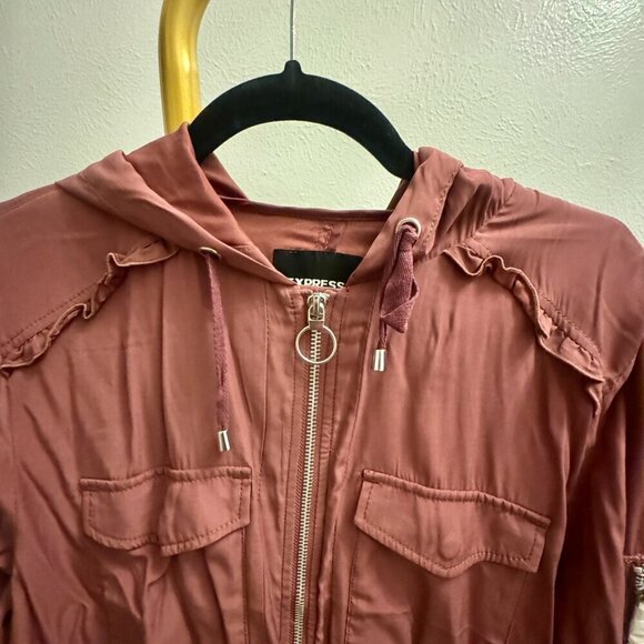 🌸 Express Hooded Utility Jacket | Size L | NWT | Dusty Rose - Picture 6 of 7